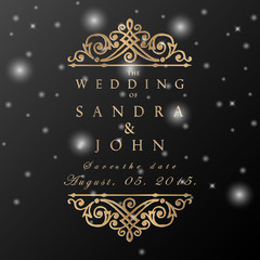 Wedding card or invitation with abstract floral background. Gree