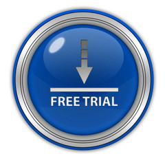 Free trial circular icon on white background