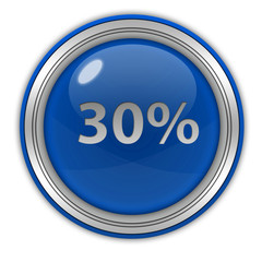 Thirty percent circular icon on white background