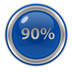 Ninety percent circular icon on white background