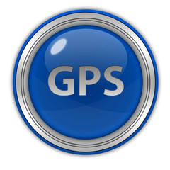 Gps circular icon on white background