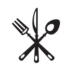 monochrome set of knife, fork and spoon
