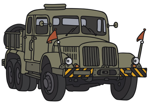 Old miliary towing vehicle, vector illustration