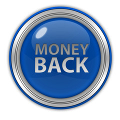 Money back circular icon on white background