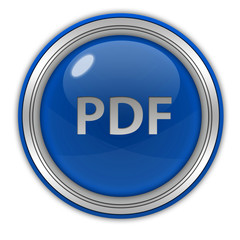 Pdf circular icon on white background