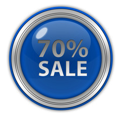 Sale seventy percent circular icon on white background