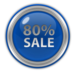 Sale eighty percent circular icon on white background