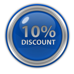 Discount ten percent circular icon on white background