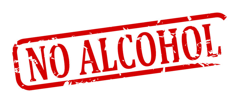 Red stamp with the word No alcohol - illustration