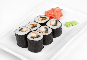 Sushi roll with crab and eel.