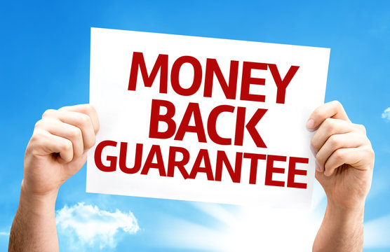Money Back Guarantee card with a beautiful day
