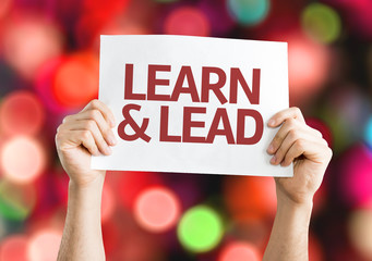 Learn & Lead card with colorful background