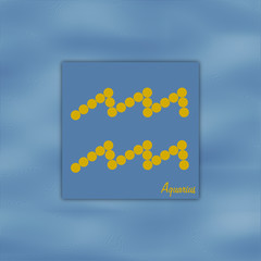 Symbol Sternzeichen Wassermann auf Element Luft in Farbe blau