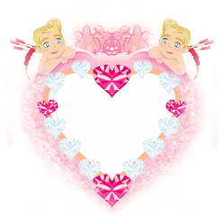 Vintage frame with cupids