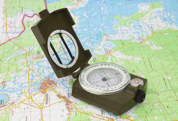Compass and map of Chernobyl