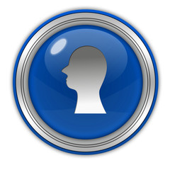 Head silhoulette circular icon on white background