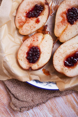 sweet pears baked in caramel and jam