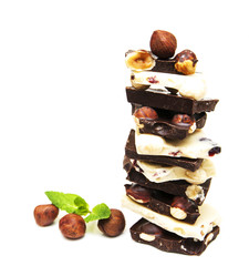 Dark and white chocolate with nuts