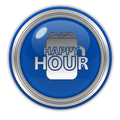 Happy hour circular icon on white background