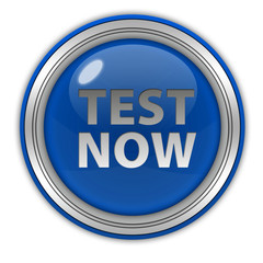 Test now circular icon on white background