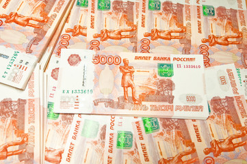 Close-up Russian banknotes.