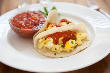 Velvet curtains Fried eggs Breakfast Tacos