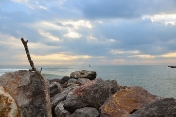 Morning and sunrise time at Hat Chao Samran beach of sea