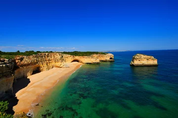 Deurstickers Marinha Beach, Algarve, Portugal Kliffen bij Marinha