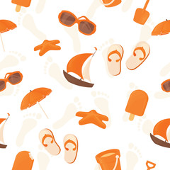 Seamless orange beach holiday background.