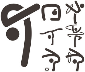 Gymnastics Rhythmic icons set