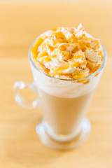 Latte cup in coffee shop