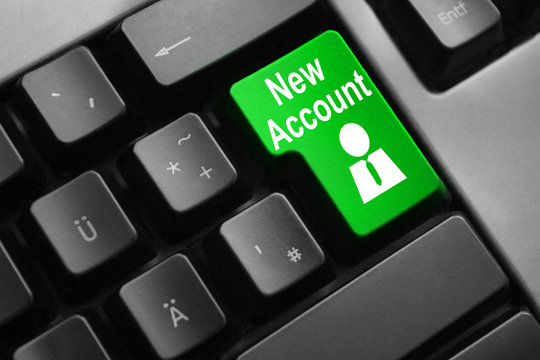 grey keyboard green button new account
