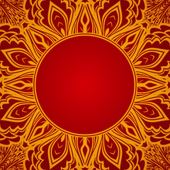 Red background with lace round ornament