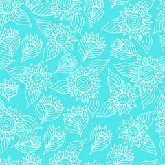 Seamless floral pattern with lace ornament