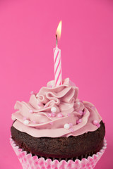 Pink birthday cupcake