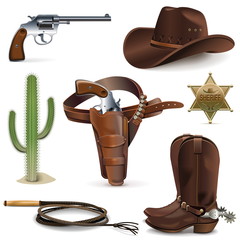 Vector Cowboy Icons - obrazy, fototapety, plakaty