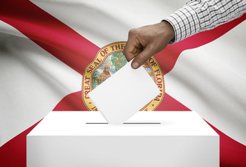 Ballot box with US state flag on background - Florida