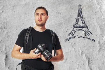 Tourist in Paris taking photos