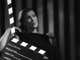 Hollywood woman and clapboard