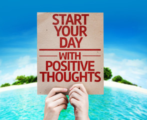 Start your Dat with Positive Thoughts card with a beach
