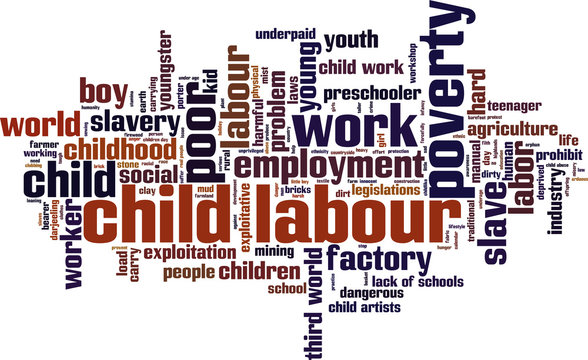 Child labour word cloud concept. Vector illustration