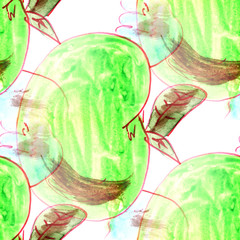Mural background seamless apple, wings pattern