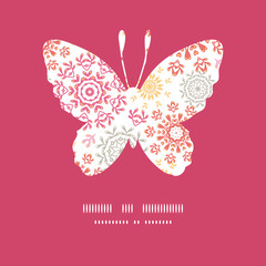 Vector folk floral circles abstract butterfly silhouette pattern