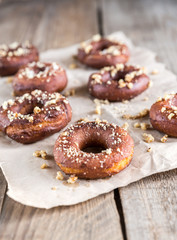 Donuts sprinkled with crushed nuts
