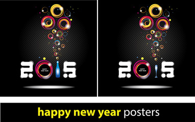 New year 2015 in black background Abstract poster