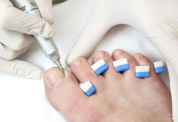 process of pedicure at beauty salon