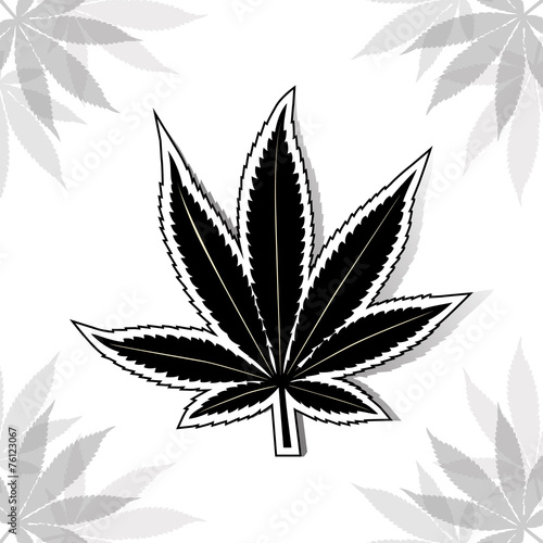 &quot;Black cannabis leaf.&quot; Imágenes de archivo y vectores libres de