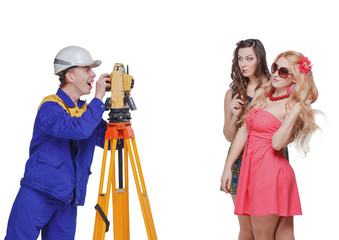 Builder, surveying