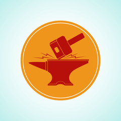 flat colored icon or Hammer and anvil