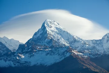 Acrylic prints Himalayas Mountain peak Annapurna South At Sunrise In Himalayas